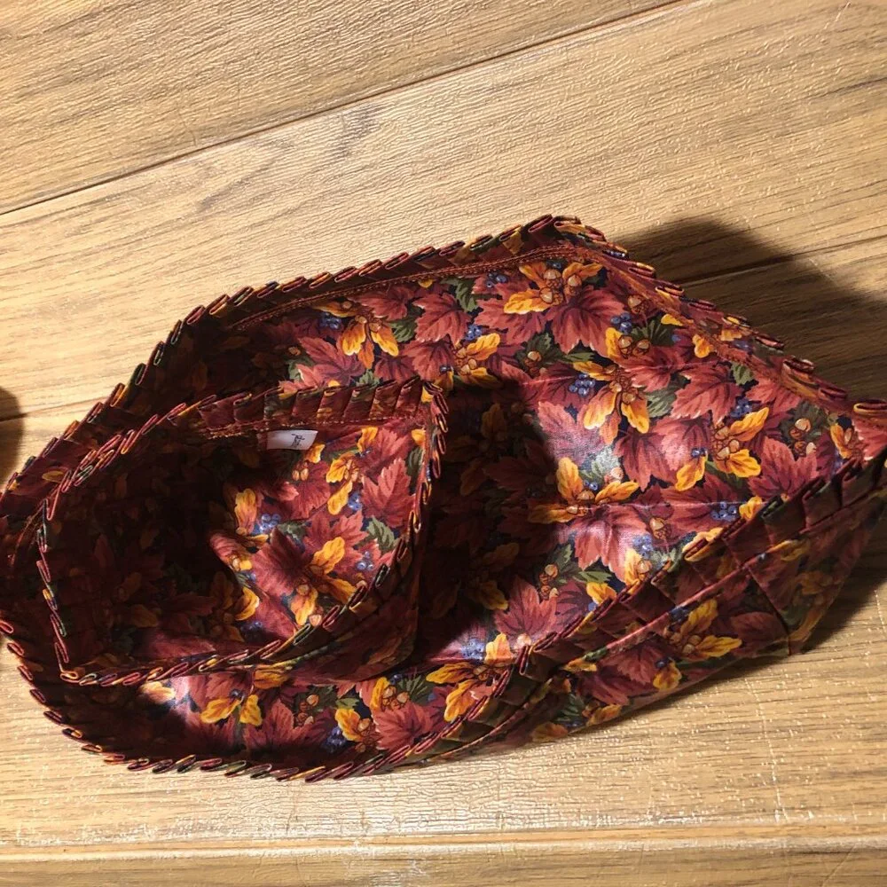 Longaberger basket accessories: 4 items lining and ribbon in orange brown rust